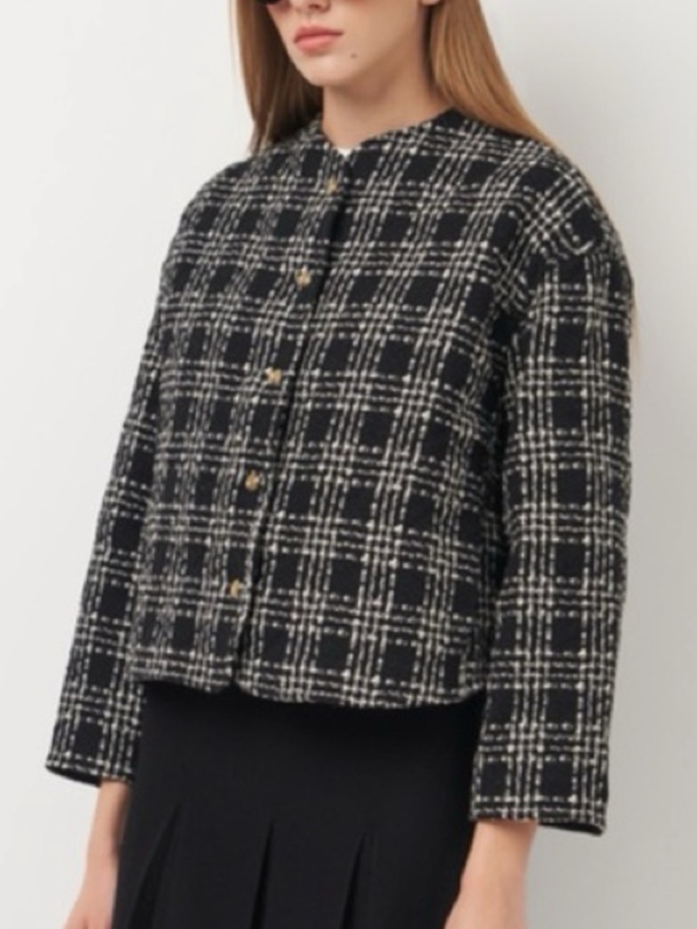Zara Plaid Jacket in Black & White Size XS Like New